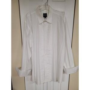 Jos A Bank Executive White Pleated Tuxedo Formal Dress Shirt 18.5 35 Cotton